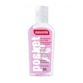 ASSANIS pocket gel anti-bactérien amande sans rinçage pour les mains 80ml