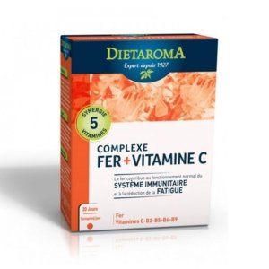 Dietaroma Complexe Fer + Vit. C + Vit. B2, B5, B6, B9 – 30 comprimés