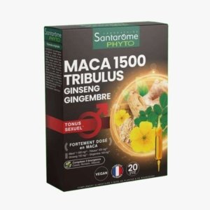 SANTAROME  MACA 1500 TRIBULUS GINSENG GINGEMBRE 20 AMPOULES DE 10 ML